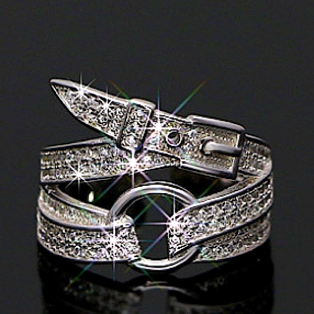 STERLING SILVER BUCKLE ZIRCON RING